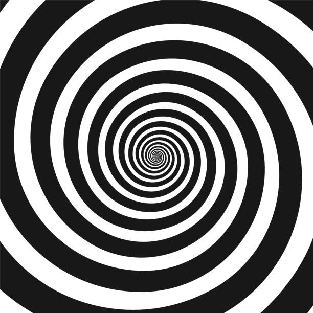 illustrazioni stock, clip art, cartoni animati e icone di tendenza di spirale ipnotica in bianco e nero - spirale ricciolo