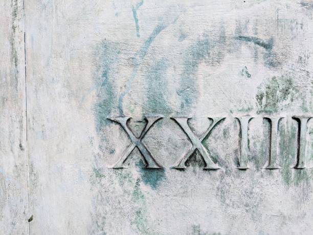 Roman numerals twenty three on white and green