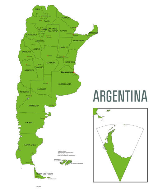 Political vector map of Argentina Political vector map of Argentina with all regions and their capitals cordoba argentina stock illustrations