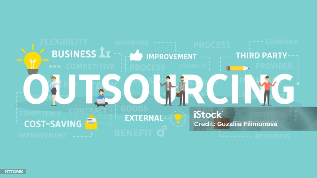 Outsourcing concept illustration. Outsourcing concept illustration. Idea of finding new staff and sources. Outsourcing stock vector