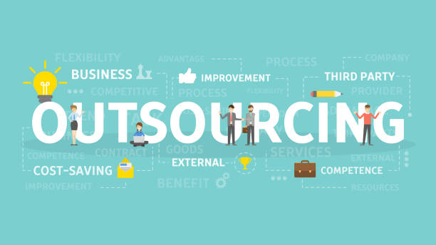 Outsourcing concept illustration. Outsourcing concept illustration. Idea of finding new staff and sources. outsourcing stock illustrations