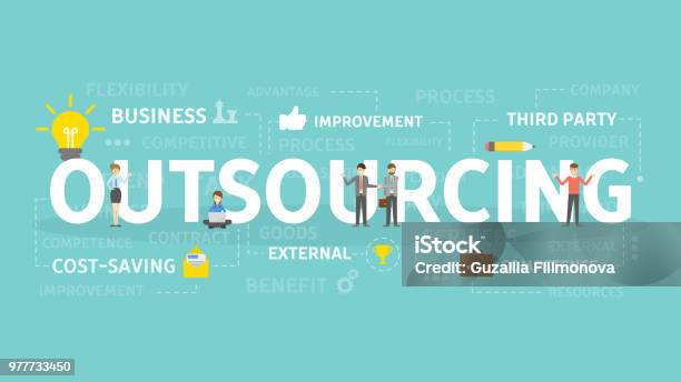 Outsourcing Concept Illustration Stock Illustration - Download Image Now - Outsourcing, Service, Technology