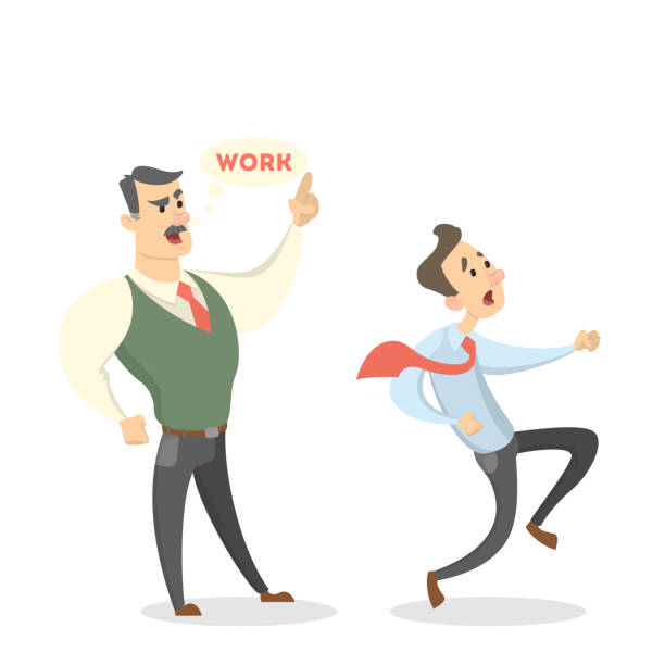 55 Angry Boss And Employee Cartoon With Speech Bubbles Illustrations & Clip  Art - iStock