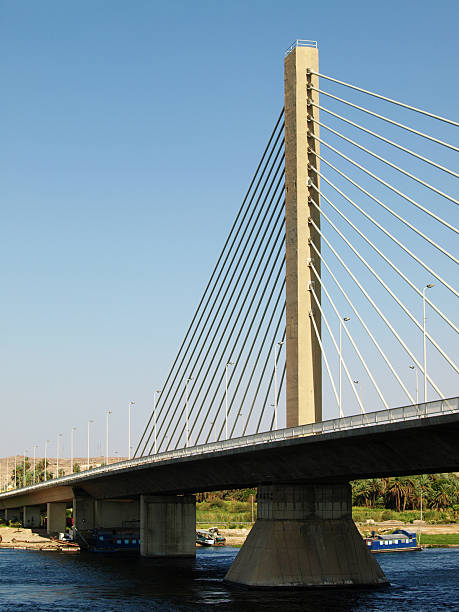 Suspension Bridge Across the Nile stock photo
