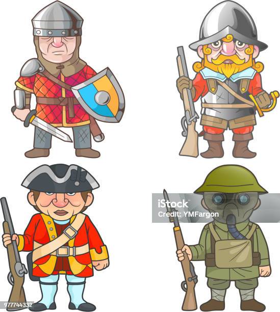 British Soldiers A Set Of Vector Funny Images Stock Illustration - Download  Image Now - Adult, Army Soldier, Cartoon - iStock