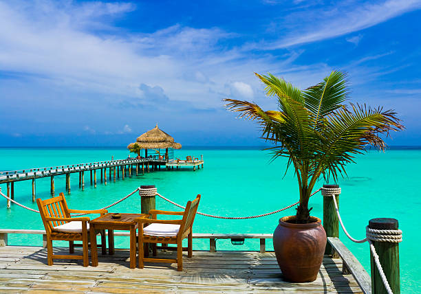 istock A cafe on a tropical beach with beautiful view 97774686