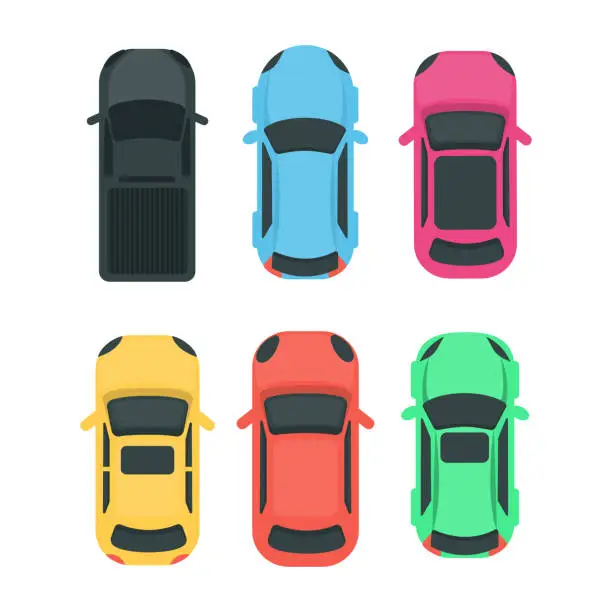 Vector illustration of Cars top view.