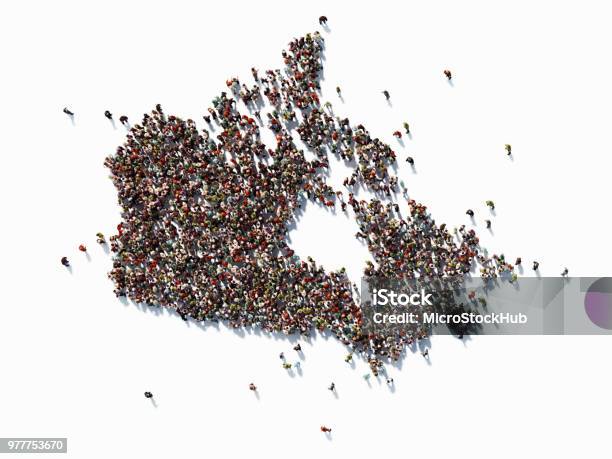 Human Crowd Forming A Canada Map Population And Social Media Concept Stock Photo - Download Image Now