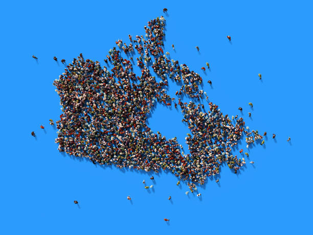 istock Human Crowd Forming A Canada Map: Population And Social Media Concept 977753898