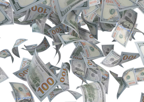istock One Hundred American Dollar Bills Falling On White Background 977769760