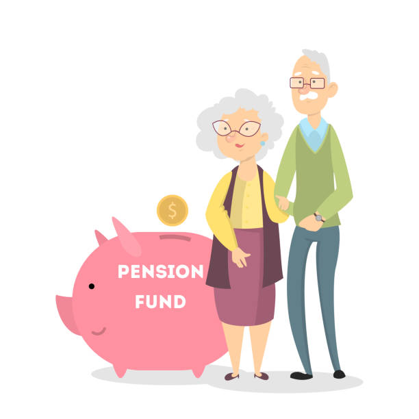 koncepcja funduszu emerytalnego - pension senior adult grandparent planning stock illustrations