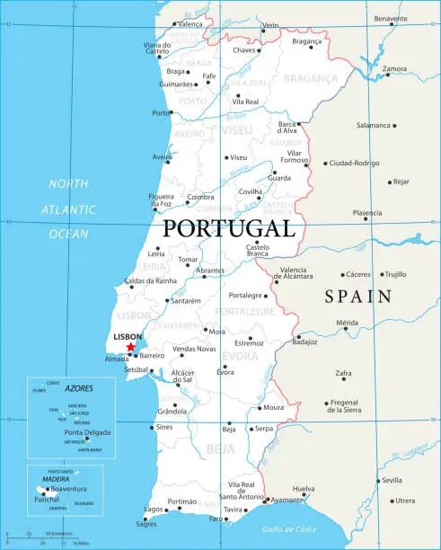 Vector illustration of Map of Portugal - Vector