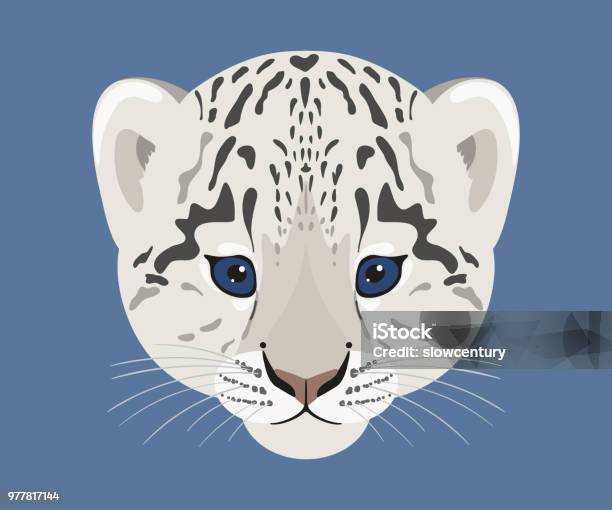 Snow Leopard Cub Face Vector Illustration Stock Illustration - Download Image Now - Snow Leopard, Cub, Logo
