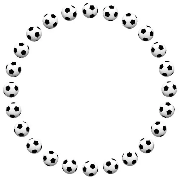 Vector illustration of Round soccer ball frame. Isolated vector illustration on white background.