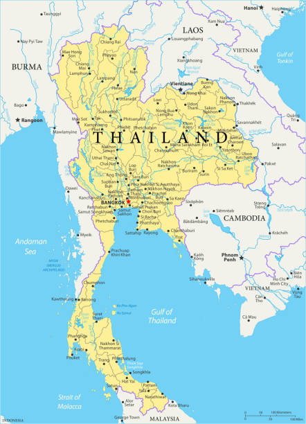 illustrazioni stock, clip art, cartoni animati e icone di tendenza di mappa della thailandia - vettore - thailandia