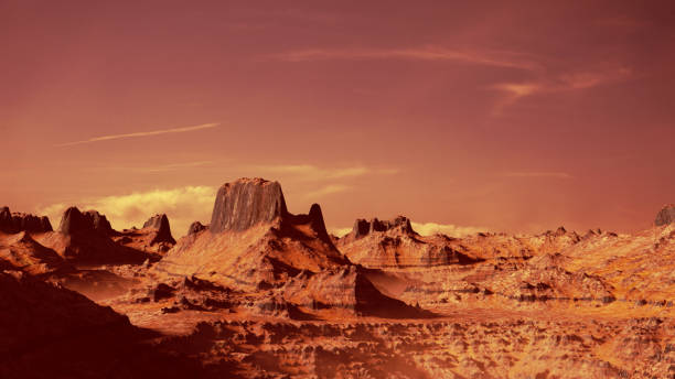 istock desert landscape with low crawling fog 977822092