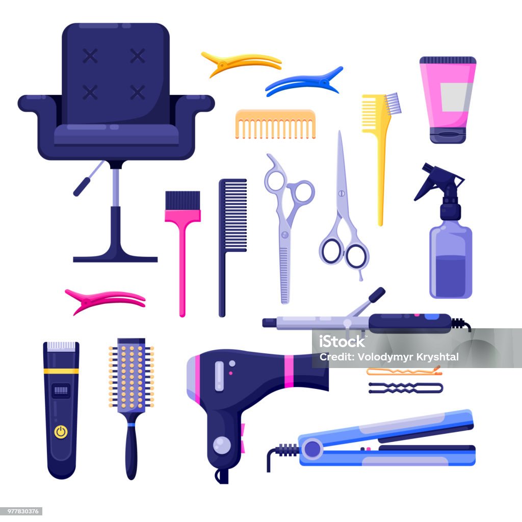 Beauty Salon Colorful Icons Vector Design Elements Hair Hairdresser Tools And  Equipment Isolated On White Background Stock Illustration - Download Image  Now - iStock