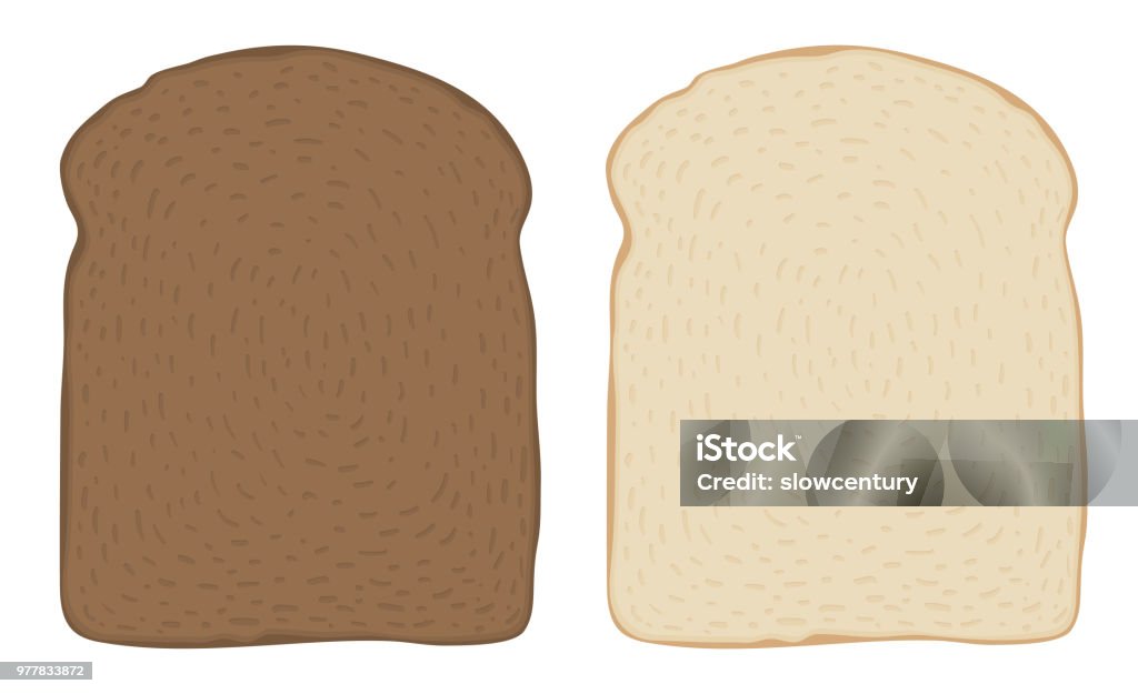 Set of dark and white toast bread slices isolated over white. Vector illustration. Set of dark and white toast bread slices. Rye and wheat toast bread pieces isolated on white background. Vector hand drawn illustration for your designs. Eps10. Bread stock vector