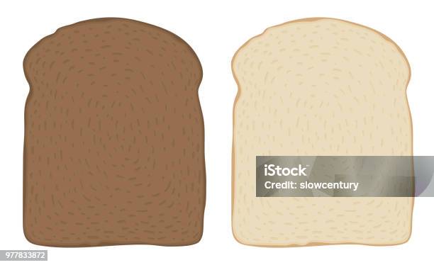 Set Of Dark And White Toast Bread Slices Isolated Over White Vector Illustration Stock Illustration - Download Image Now