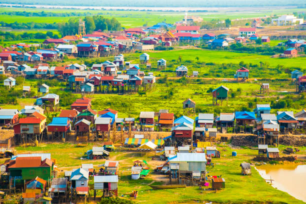 istock Floating village Phnom Krom, green rice fields, Tonle Sap, Siem Reap, Cambodia 977834868