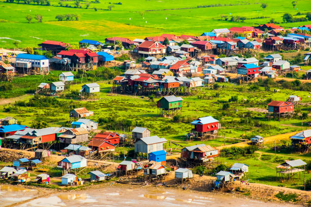 istock Floating village Phnom Krom, green rice fields, Tonle Sap, Siem Reap, Cambodia 977835240