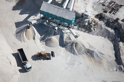 concrete and cement factory shot from high angle above