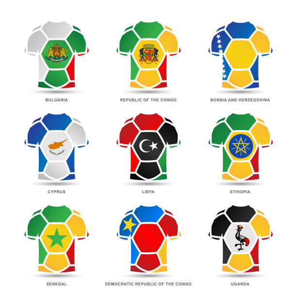 ilustrações, clipart, desenhos animados e ícones de uniformes de futebol vector - american football sports uniform football white background
