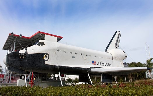 Houston, TX, USA - March 19, 2015: Space Shuttle Independence sits atop the Shuttle Carrier Aircraft at Johnson Space Center in Houston, TX, USA. Johnson Space Center is an educational center highlighting all eras of U.S. space travel.