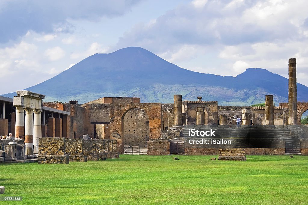 Vesuvius and Pompeii Ancient ruins of Pompeii and volcano Vesuvius, Italy Pompeii Stock Photo