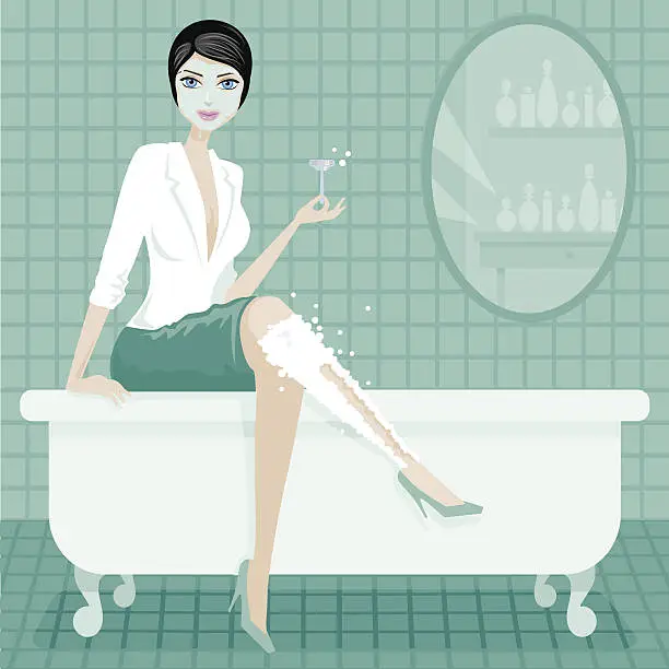 Vector illustration of Woman Getting Ready