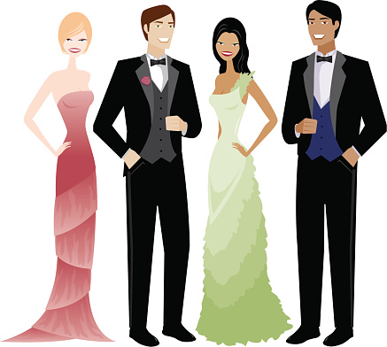 Two Couples In Evening Wear Stock Illustration - Download Image Now -  Cartoon, Tuxedo, Adult - iStock
