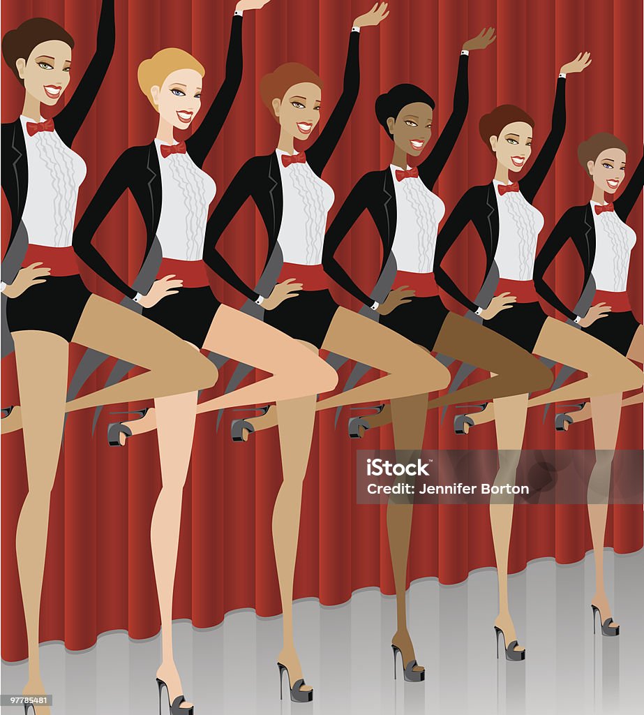 Showgirls In einer Linie können können - Lizenzfrei Revuetänzerin Vektorgrafik