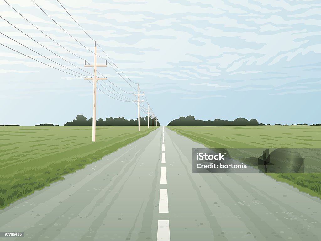 Öde Landschaft Highway - Lizenzfrei Telefonmast Vektorgrafik