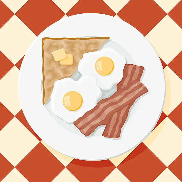 Vector illustration of Bacon, Eggs and Toast