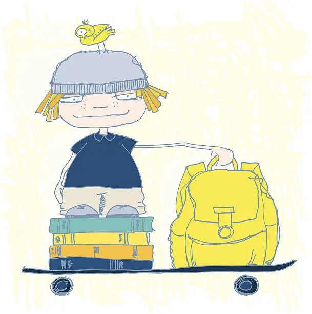 Vector illustration of Back to school boy