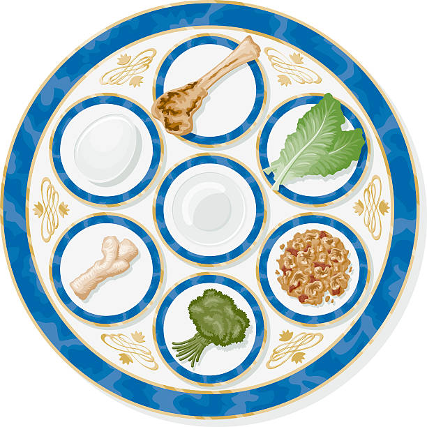 ilustrações de stock, clip art, desenhos animados e ícones de pesach prato de seder - passover seder plate seder judaism