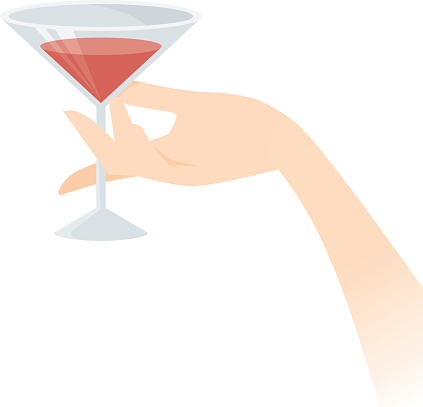 A hand holding a martini. Gradients were used when creating this illustration.