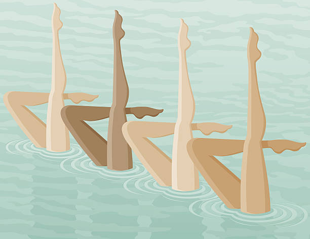 синхронные пловцы - traditional sport illustrations stock illustrations