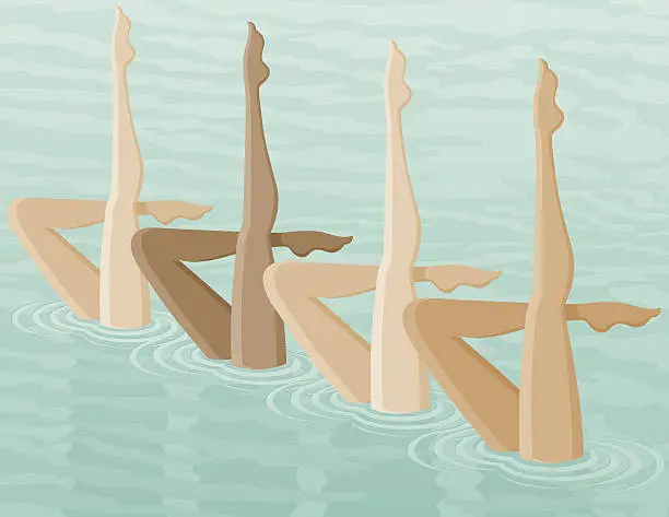 Vector illustration of Synchronized Swimmers