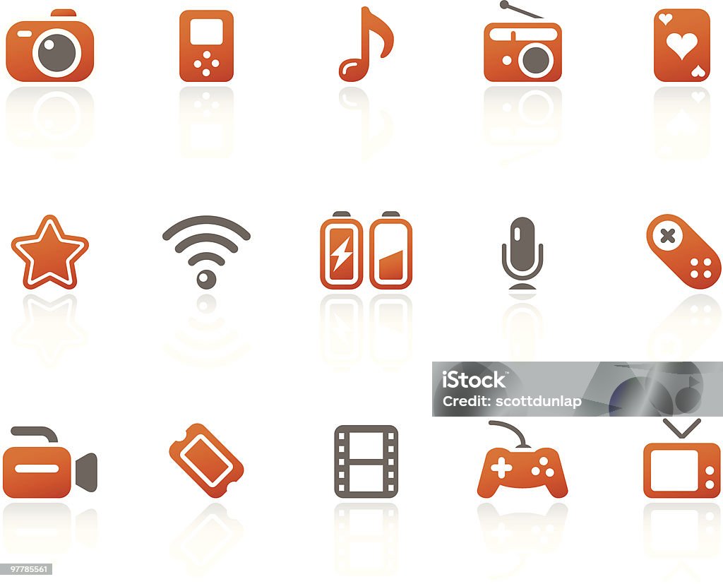 Media Unterhaltung icons/mandarine series - Lizenzfrei Batterie Vektorgrafik