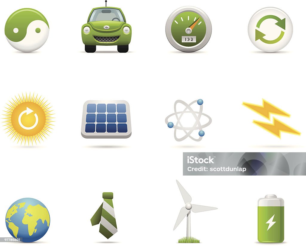 Satin-Icons/Grüne Energie - Lizenzfrei Atom Vektorgrafik