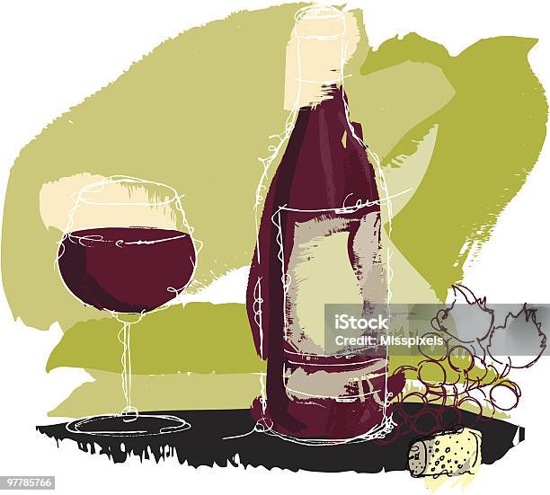 Bouteille De Vin Et Du Raisin Vecteurs libres de droits et plus d'images vectorielles de Vin - Vin, Art, Image peinte