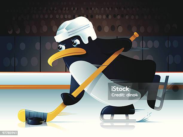 Ilustración de Pingüino Pucky El y más Vectores Libres de Derechos de Pingüino - Pingüino, Jugar, Hockey sobre hielo