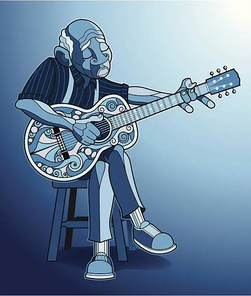 Vector illustration of Bluesy Tuesday in Blue