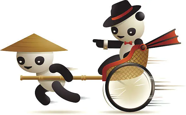 Vector illustration of Panda Rickshaw