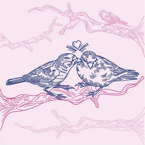 Vector illustration of Birds in Love