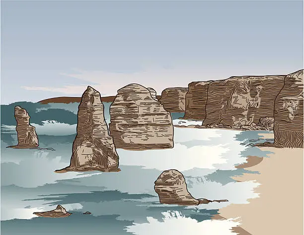 Vector illustration of The 12 Apostles - Great Ocean Road