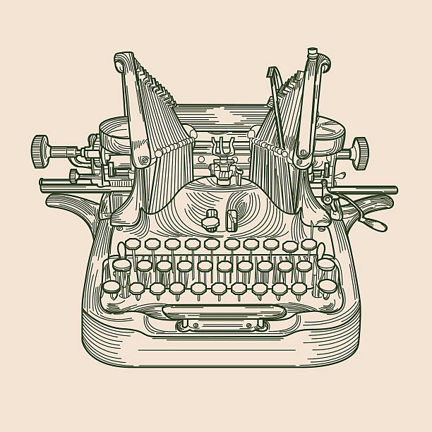 ilustrações, clipart, desenhos animados e ícones de máquina de escrever antiga - typewriter keyboard typewriter antique old fashioned