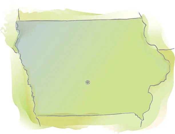 Vector illustration of Map of Iowa - Watercolor style