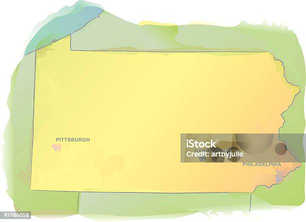 Carte De Pennsylvaniestyle Aquarelle Vecteurs libres de droits et plus d'images vectorielles de Pennsylvanie - Pennsylvanie, Carte, Aquarelle
